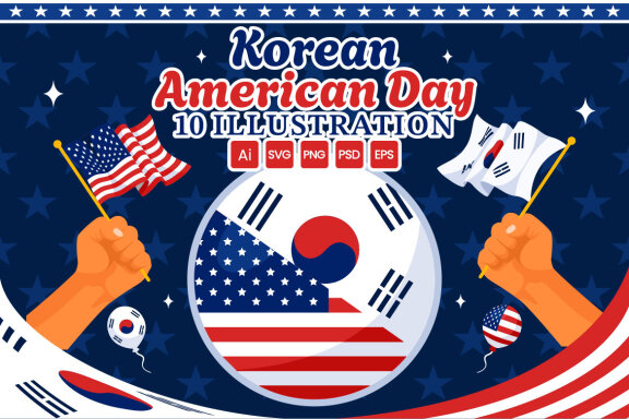 10 Korean American Day Illustration