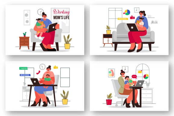 9 Working Mom's Life Illustration