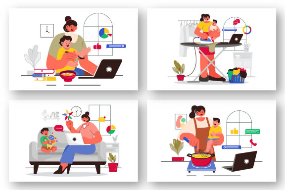9 Working Mom's Life Illustration