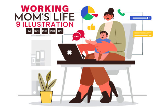 9 Working Mom's Life Illustration