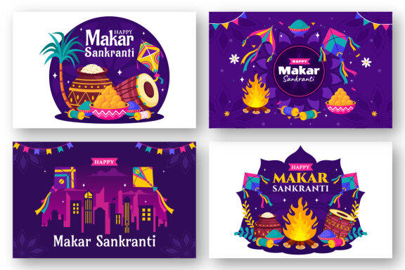 12 Makar Sankranti Celebration Illustration