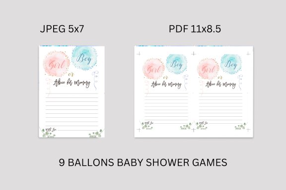 9 Balloons Gender Reveal Games