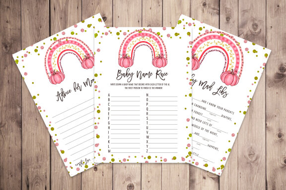 9 Pumpkin Rainbow baby shower Games