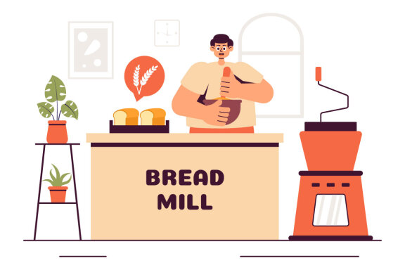 10 Traditional Bread Mill Illustration