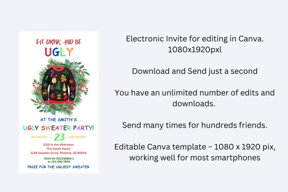 EAT, DRINK  AND BE UGLY  invitation