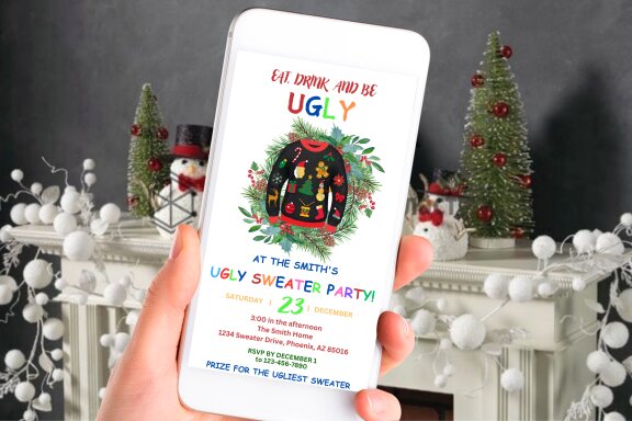 EAT, DRINK  AND BE UGLY  invitation