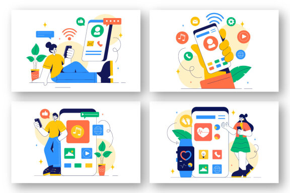9 Connected Smart Devices FREE Illustrations