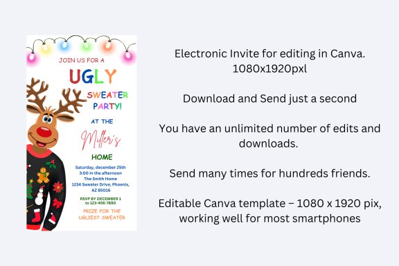 Ugly Sweater Christmas Party Invitation