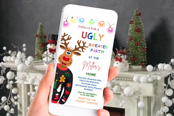 Ugly Sweater Christmas Party Invitation