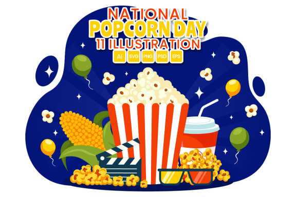 11 National Popcorn Day Illustration