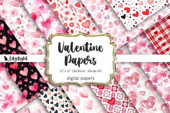 Valentine Digital Papers Scrapbooking