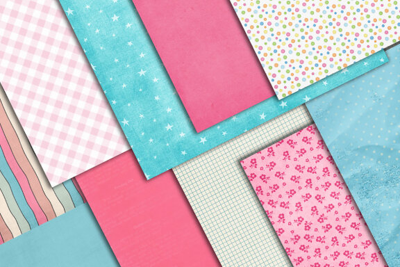 Blue & Pink Digital Papers