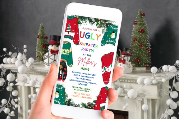 Ugly Sweater Merry Christmas Party Invitation