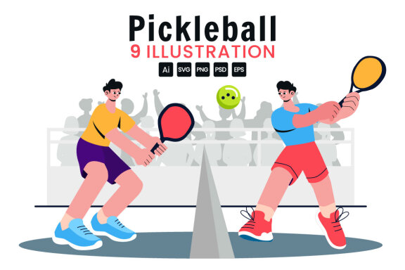 9 Pickleball Game Sport Illustration