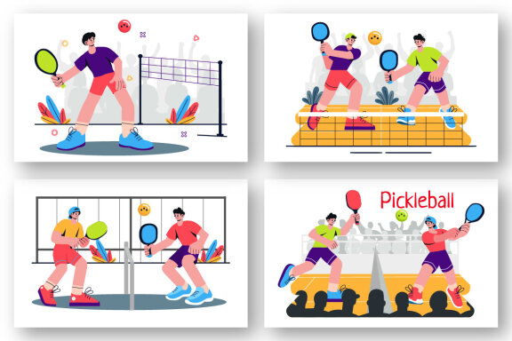 9 Pickleball Game Sport Illustration