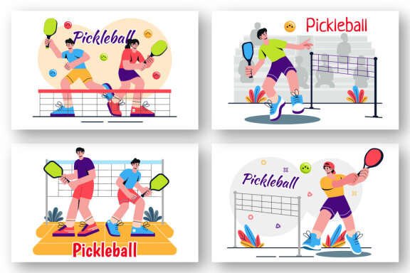 9 Pickleball Game Sport Illustration