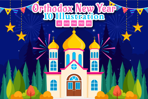 10 Orthodox New Year Celebration Illustration