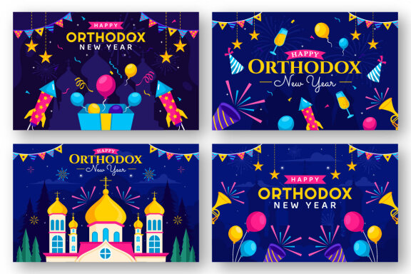 10 Orthodox New Year Celebration Illustration