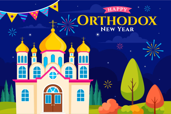 10 Orthodox New Year Celebration Illustration