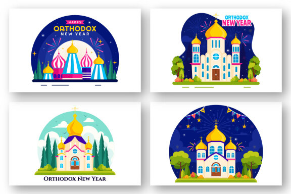 10 Orthodox New Year Celebration Illustration