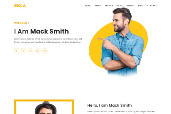 Ekla Personal Portfolio HTML5 Landing Page Template
