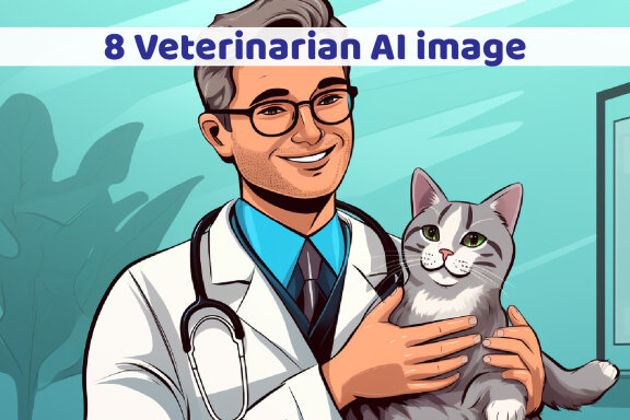 Veterinary doctor and cat illustration