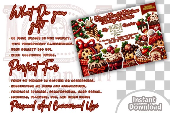 Mega Pack Of 85 Clipart - Crochet Christmas Bakery Collection Vol.1 
