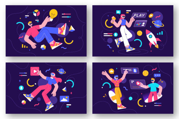 9 Virtual Reality Metaverse Illustration