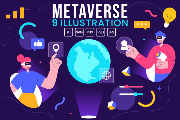 9 Virtual Reality Metaverse Illustration