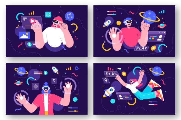 9 Virtual Reality Metaverse Illustration