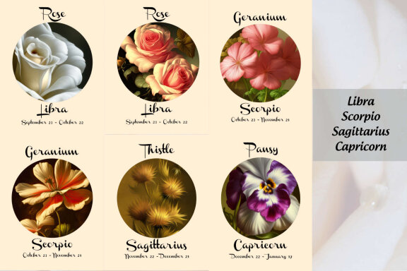 Stylized Zodiac Flowers