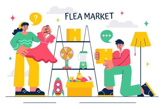 10 Flea Market Shopping Illustration