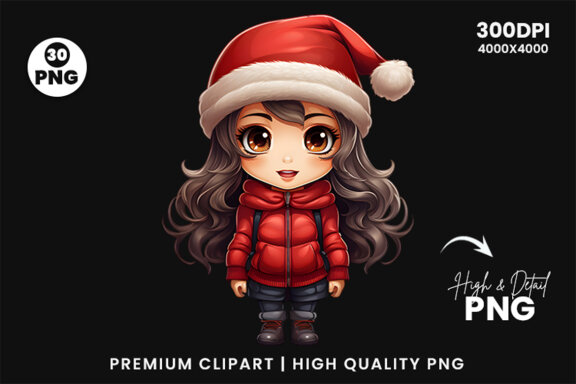 Christmas Girl FREE Clipart PNG Bundle