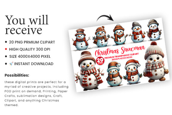 Christmas Snowman FREE Clipart PNG Bundle