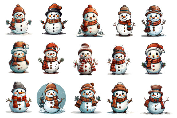 Christmas Snowman FREE Clipart PNG Bundle