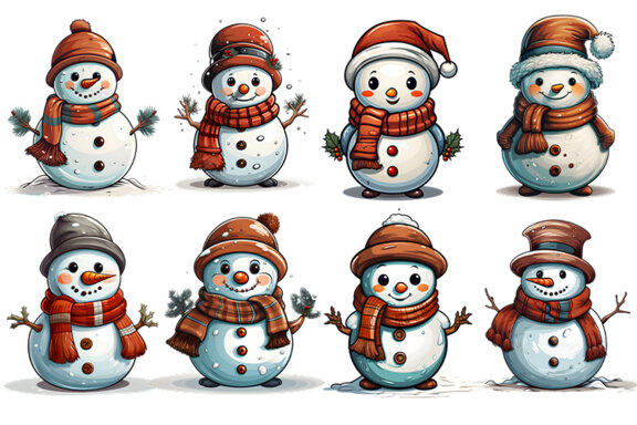 Christmas Snowman FREE Clipart PNG Bundle