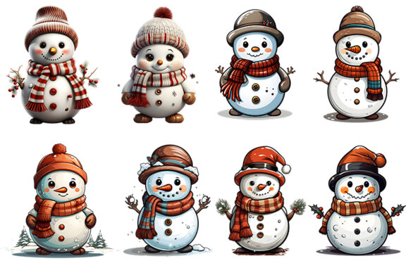 Christmas Snowman FREE Clipart PNG Bundle