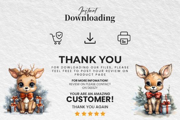 Happy Christmas Deer Sublimation Clipart PNG Bundle