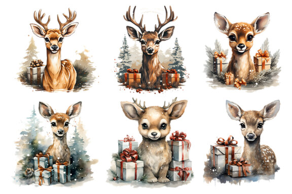 Happy Christmas Deer Sublimation Clipart PNG Bundle