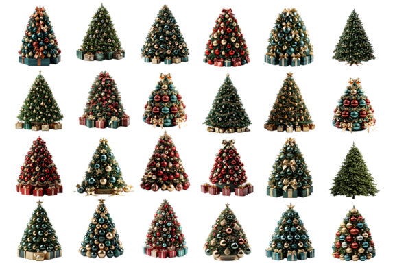 Christmas Tree Sublimation Clipart PNG Bundle