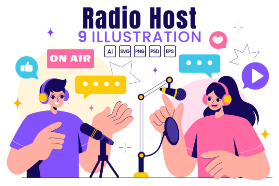 9 Radio Host Talk Show Illustration