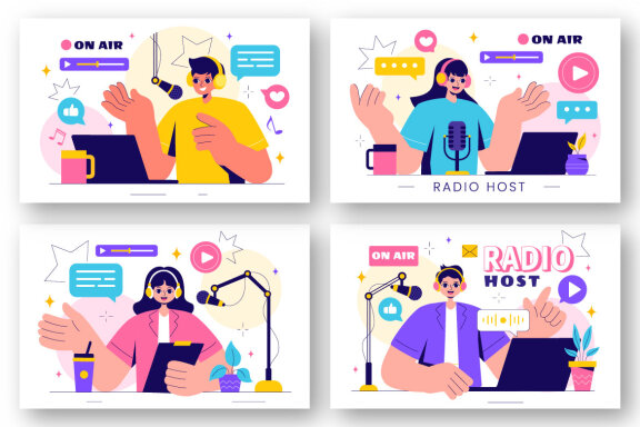 9 Radio Host Talk Show Illustration