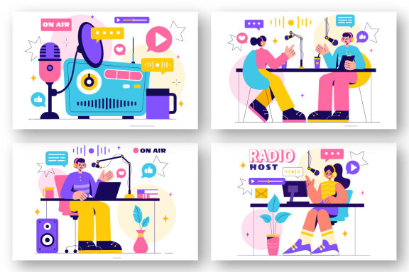 9 Radio Host Talk Show Illustration