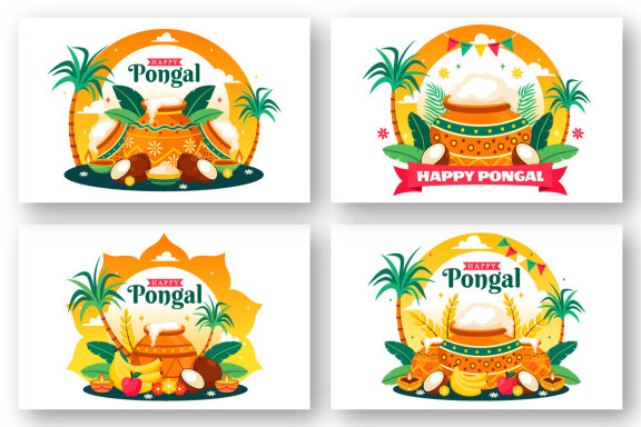 12 Happy Pongal Celebration Illustration