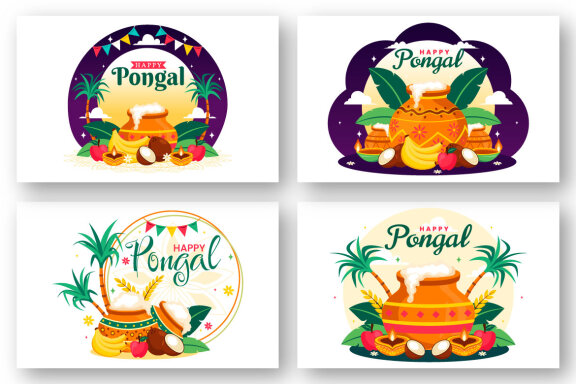 12 Happy Pongal Celebration Illustration