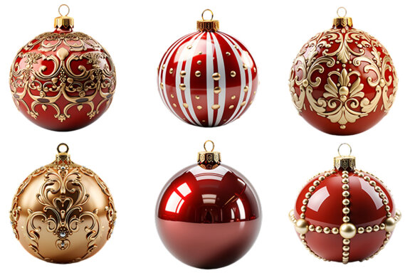 3d Christmas Ball Clipart Free PNG Bundle