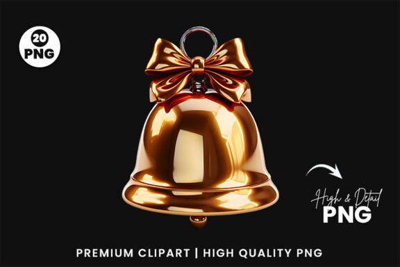 3d Christmas Jingle Bell Clipart Free PNG