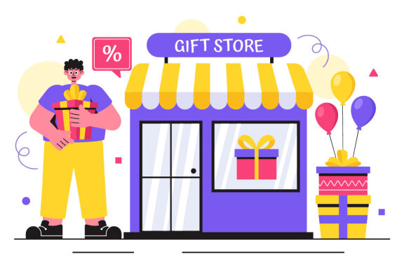 11 Gifts Store FREE Vector Illustrations