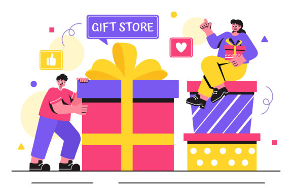 11 Gifts Store FREE Vector Illustrations