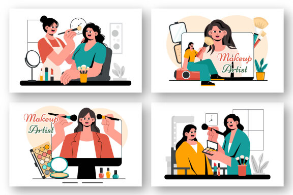 9 Professional Makeup Artist Illustration